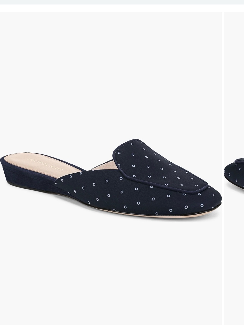 Veronica Beard Navy Slip-On Polka Dot Mules